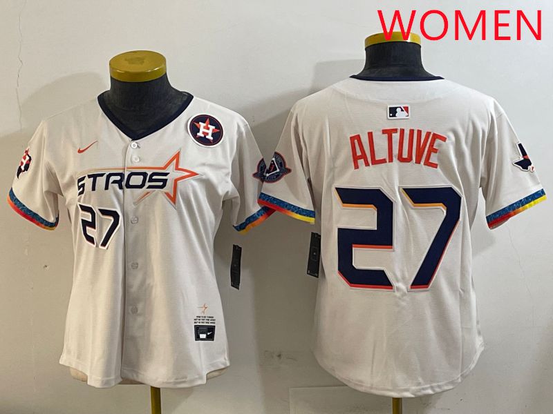 Women Houston Astros #27 Altuve Cream Fourth generation Joint Name Nike 2025 MLB Jersey style 5->women mlb jersey->Women Jersey
